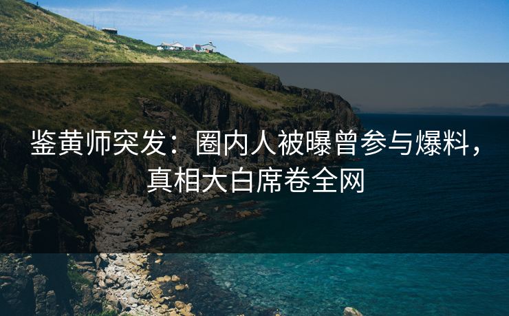 鉴黄师突发：圈内人被曝曾参与爆料，真相大白席卷全网