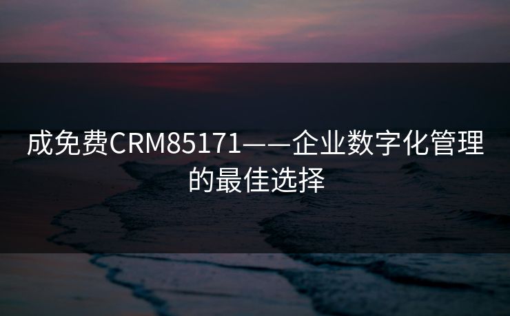 成免费CRM85171——企业数字化管理的最佳选择