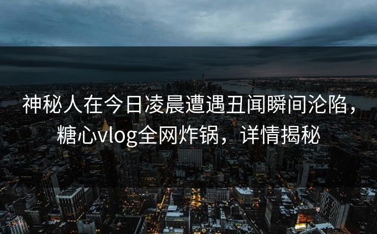 神秘人在今日凌晨遭遇丑闻瞬间沦陷，糖心vlog全网炸锅，详情揭秘