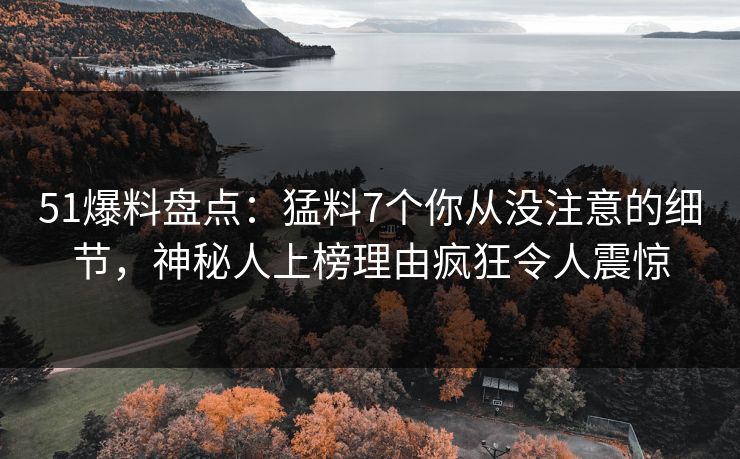 51爆料盘点：猛料7个你从没注意的细节，神秘人上榜理由疯狂令人震惊