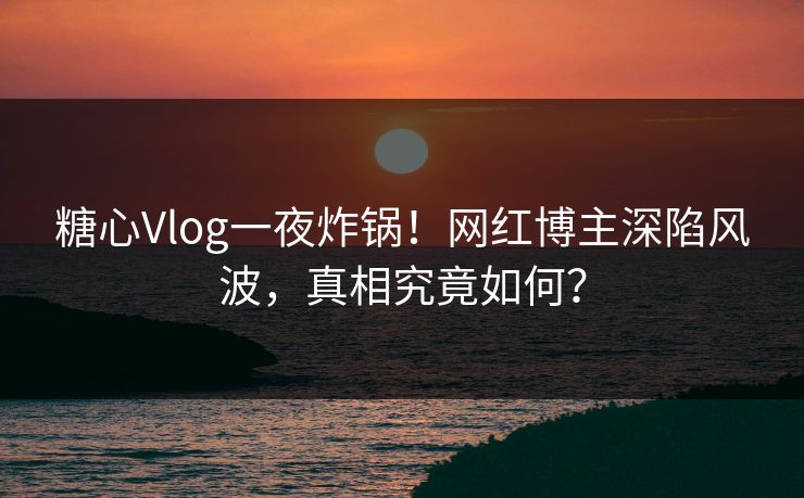 糖心Vlog一夜炸锅！网红博主深陷风波，真相究竟如何？