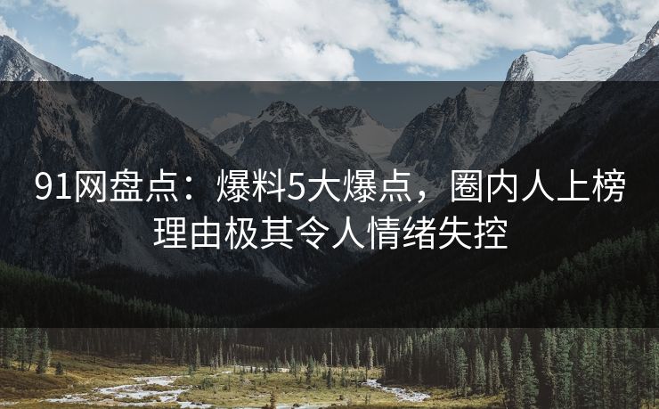 91网盘点：爆料5大爆点，圈内人上榜理由极其令人情绪失控