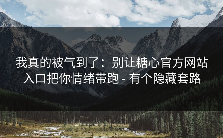 我真的被气到了：别让糖心官方网站入口把你情绪带跑 - 有个隐藏套路