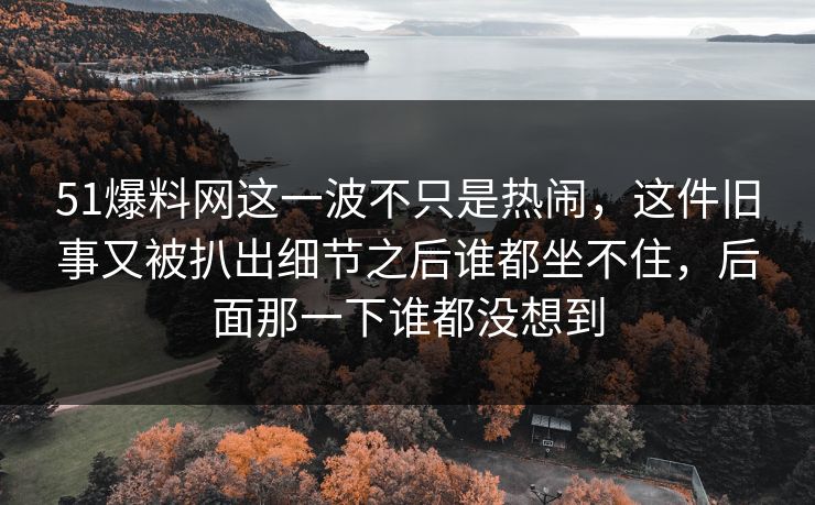 51爆料网这一波不只是热闹，这件旧事又被扒出细节之后谁都坐不住，后面那一下谁都没想到